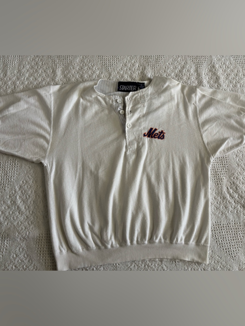 Vintage 90s Starter New York Mets Women’s Large MLB Short Sleeve White Shirt